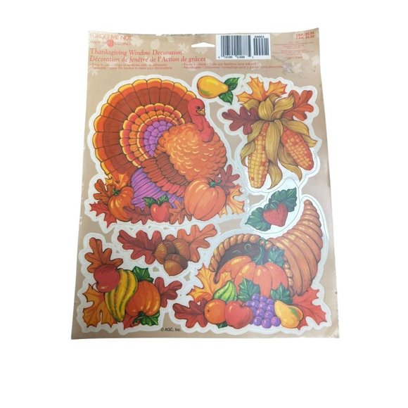 Vtg Lot Of 2 American greetings Hinged Turkey Decorations And 1 Sheet Of Clings - Picture 2 of 5